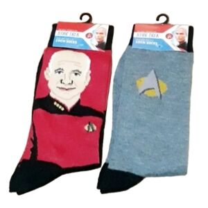 Star Trek the Next Generation Mens Crew Socks Size 10-13 - Captn Jean Luc Picard
